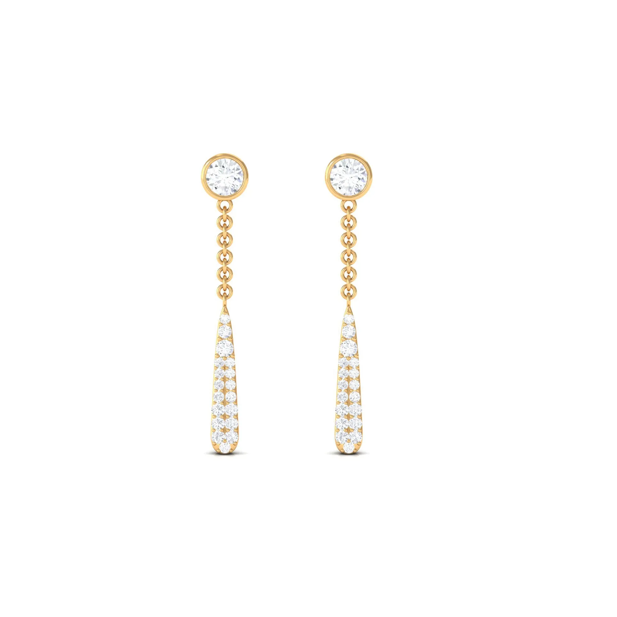0.50 CT Certified Moissanite Chain Dangle Earrings
