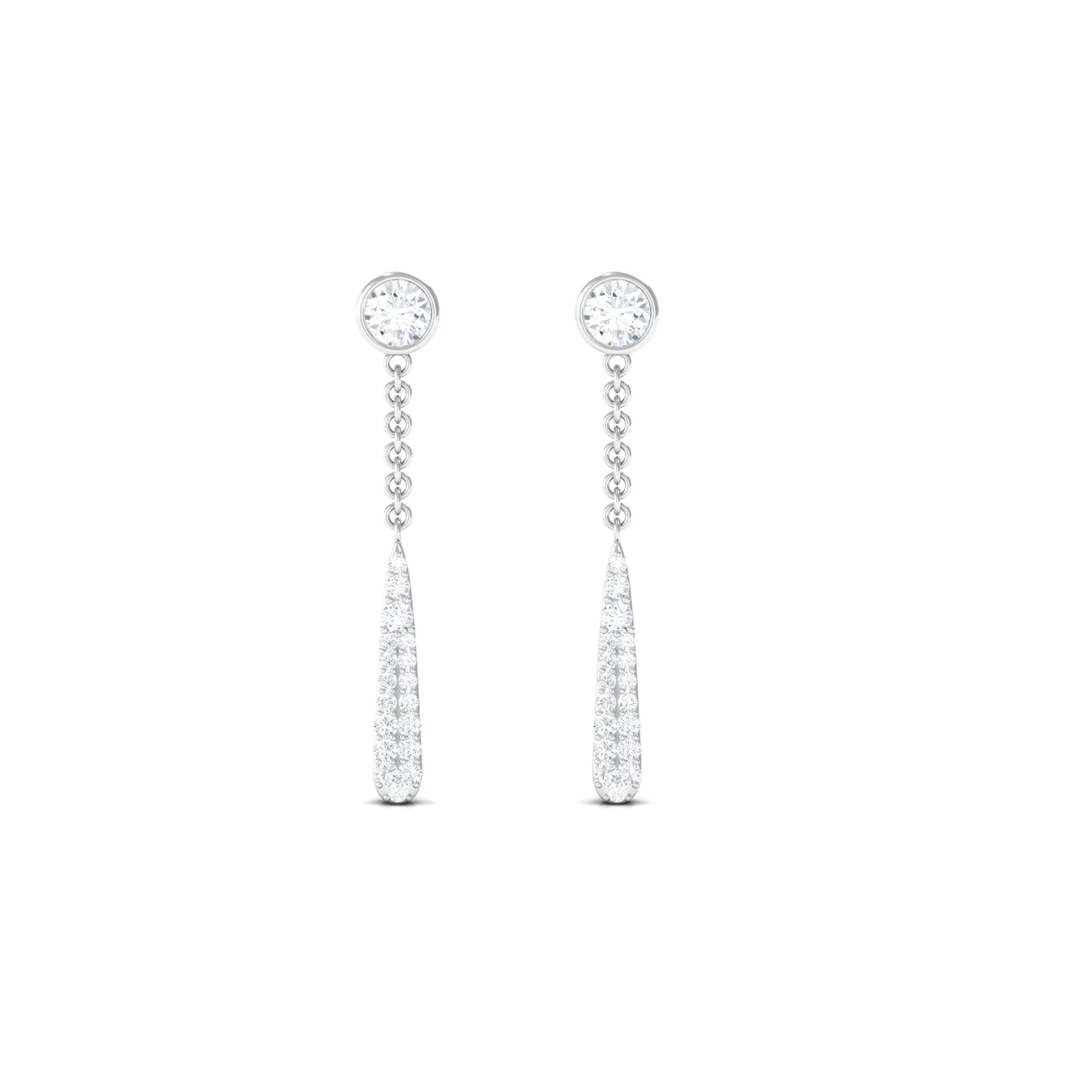 0.50 CT Certified Moissanite Chain Dangle Earrings