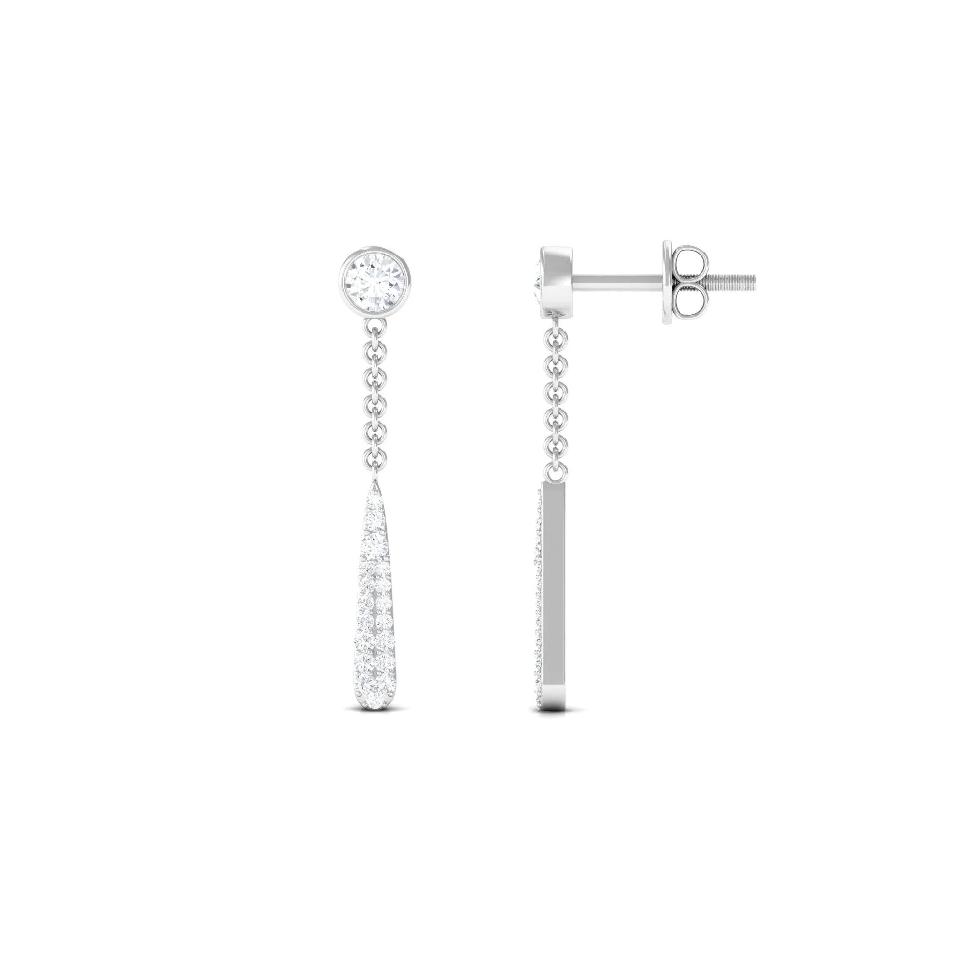 0.50 CT Certified Moissanite Chain Dangle Earrings
