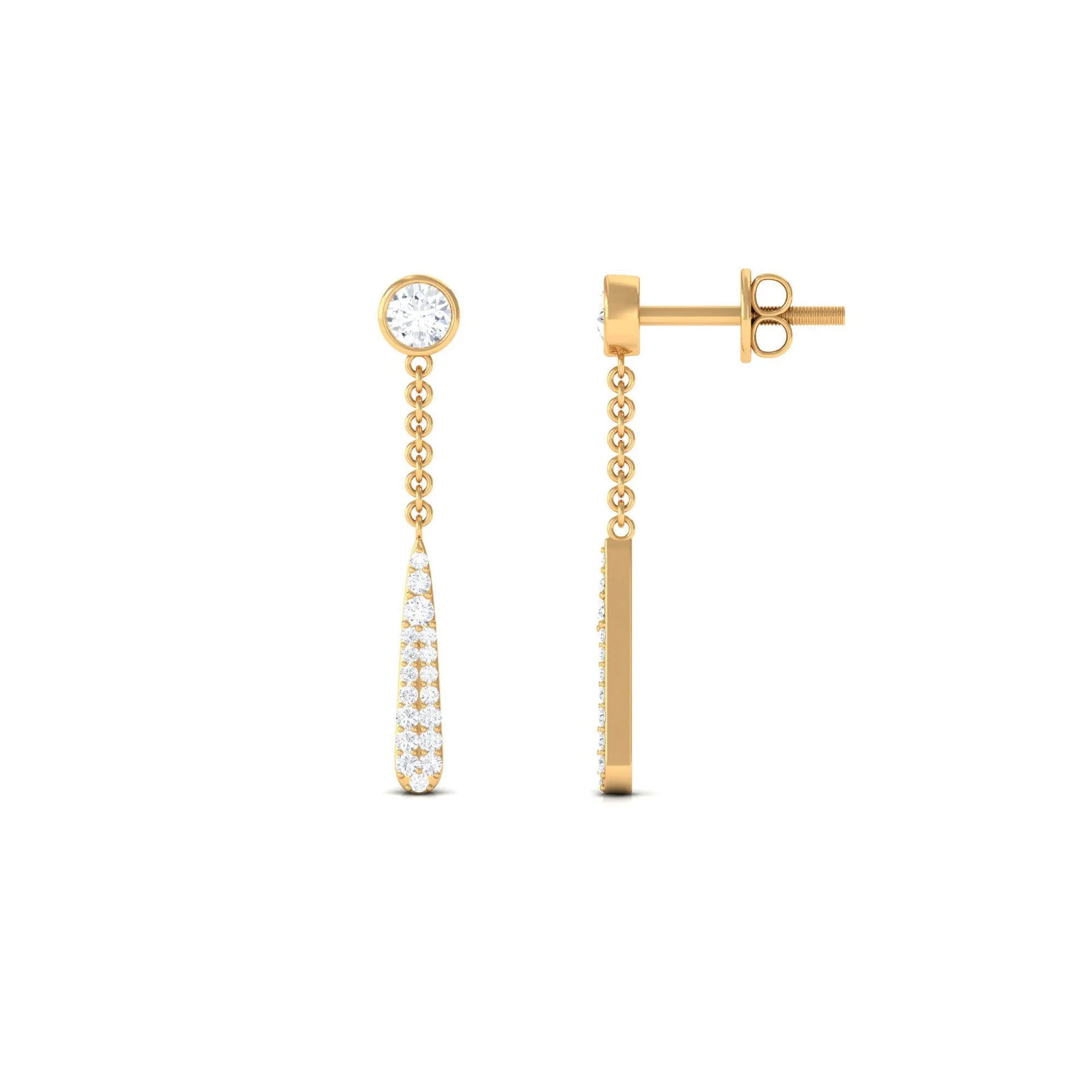 0.50 CT Certified Moissanite Chain Dangle Earrings