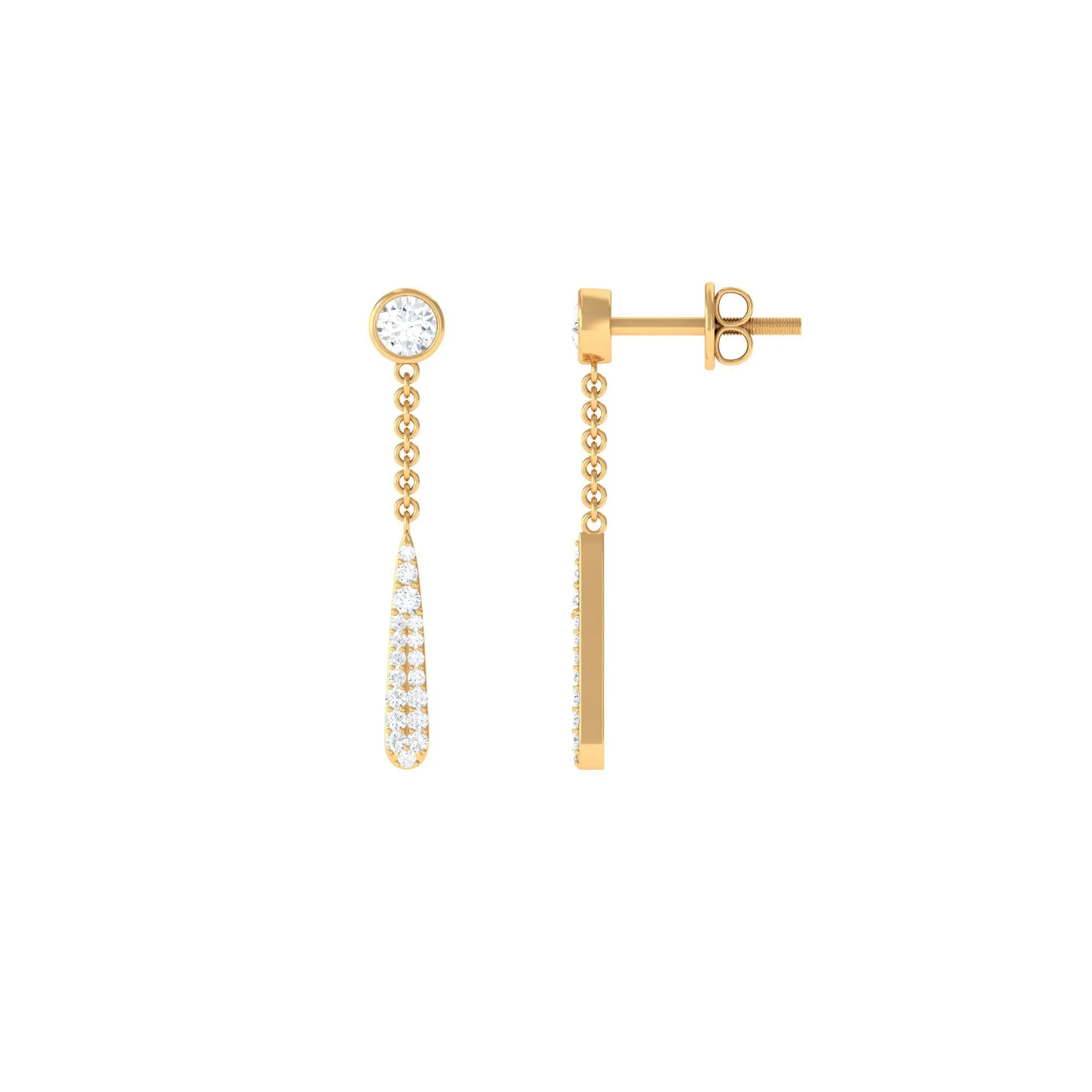 0.50 CT Certified Moissanite Chain Dangle Earrings