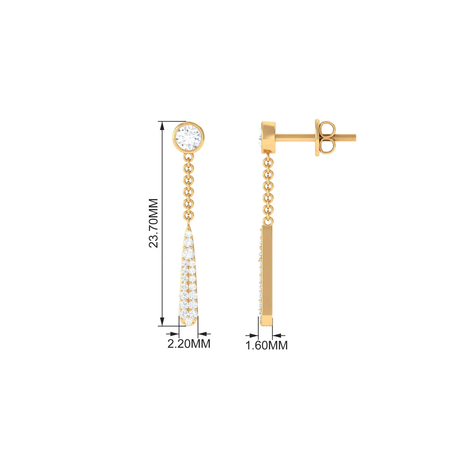 0.50 CT Certified Moissanite Chain Dangle Earrings