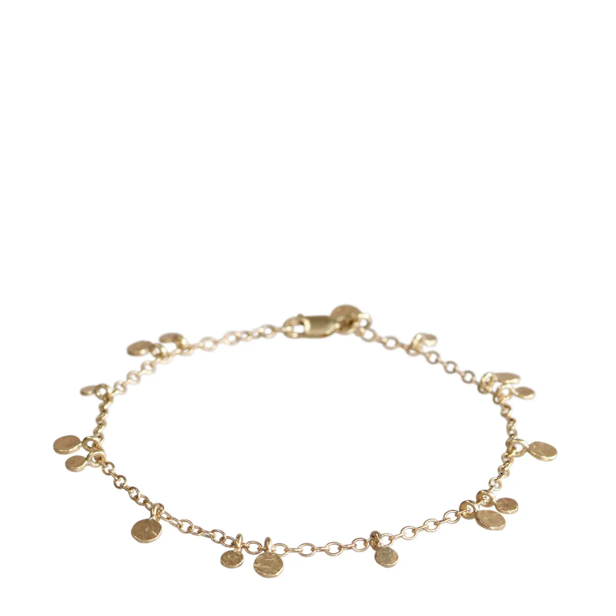 10K Gold Tiny Hammered Disc Bracelet