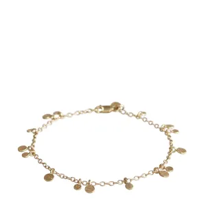 10K Gold Tiny Hammered Disc Bracelet