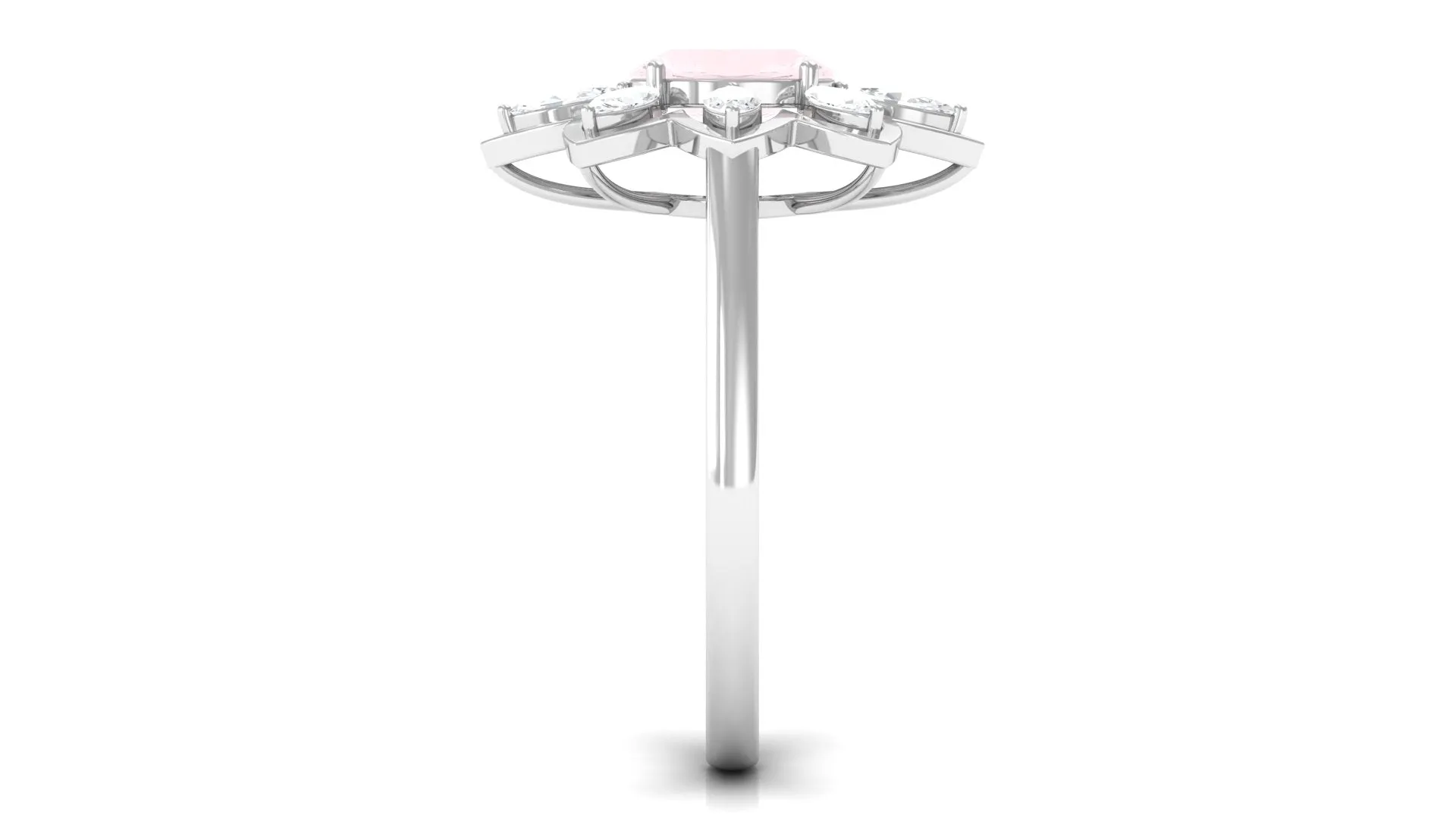 1.25 CT Oval Cut Rose Quartz Cocktail Ring with Moissanite