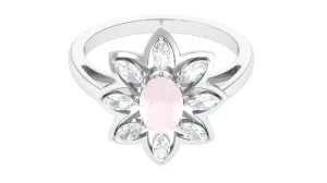 1.25 CT Oval Cut Rose Quartz Cocktail Ring with Moissanite