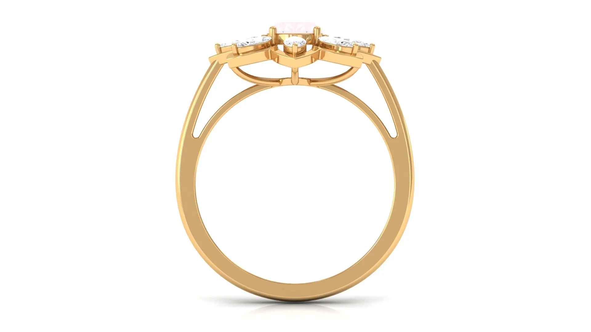 1.25 CT Oval Cut Rose Quartz Cocktail Ring with Moissanite