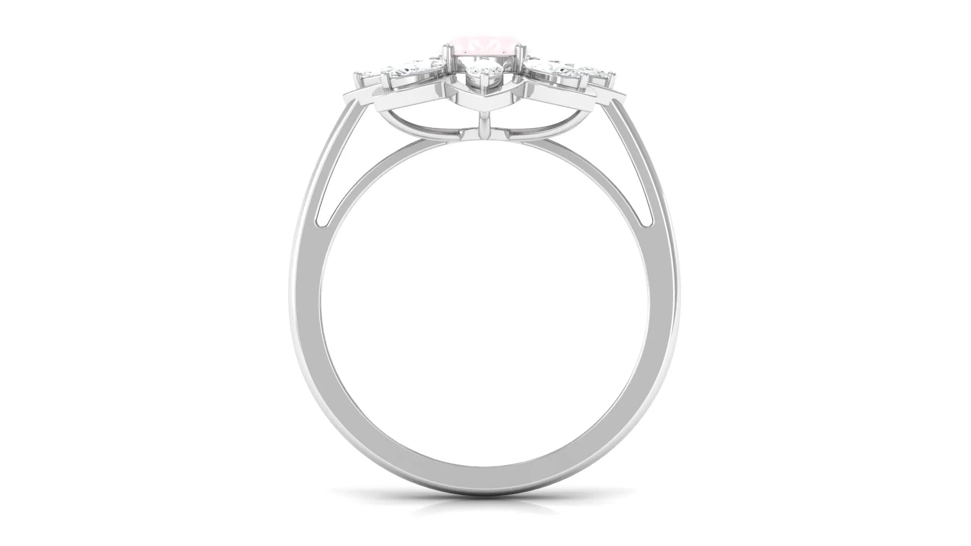1.25 CT Oval Cut Rose Quartz Cocktail Ring with Moissanite