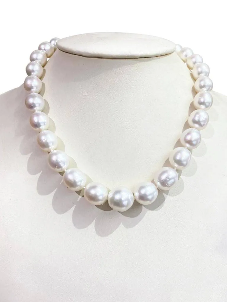 12mm-16mm White South Sea Pearl strand with 14kt White Gold ball clasp.