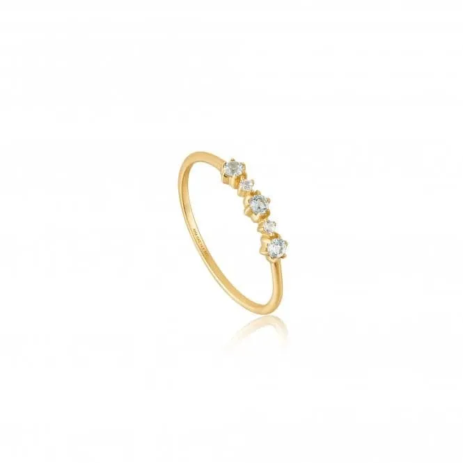 14ct Gold White Sapphire And Blue Topaz Ring  RAU006-01YG