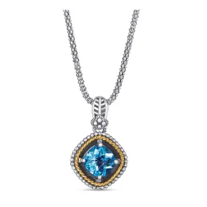 14K and 925 Sterling Sliver Pendant with Blue Topaz (145NP7194TBT)