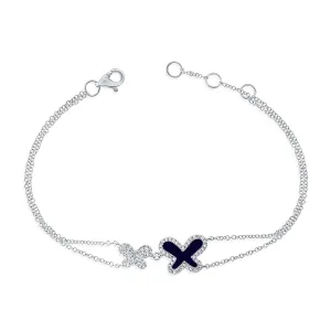 14k Gold & Diamond Lapis Butterfly Bracelet- 0.21ct.