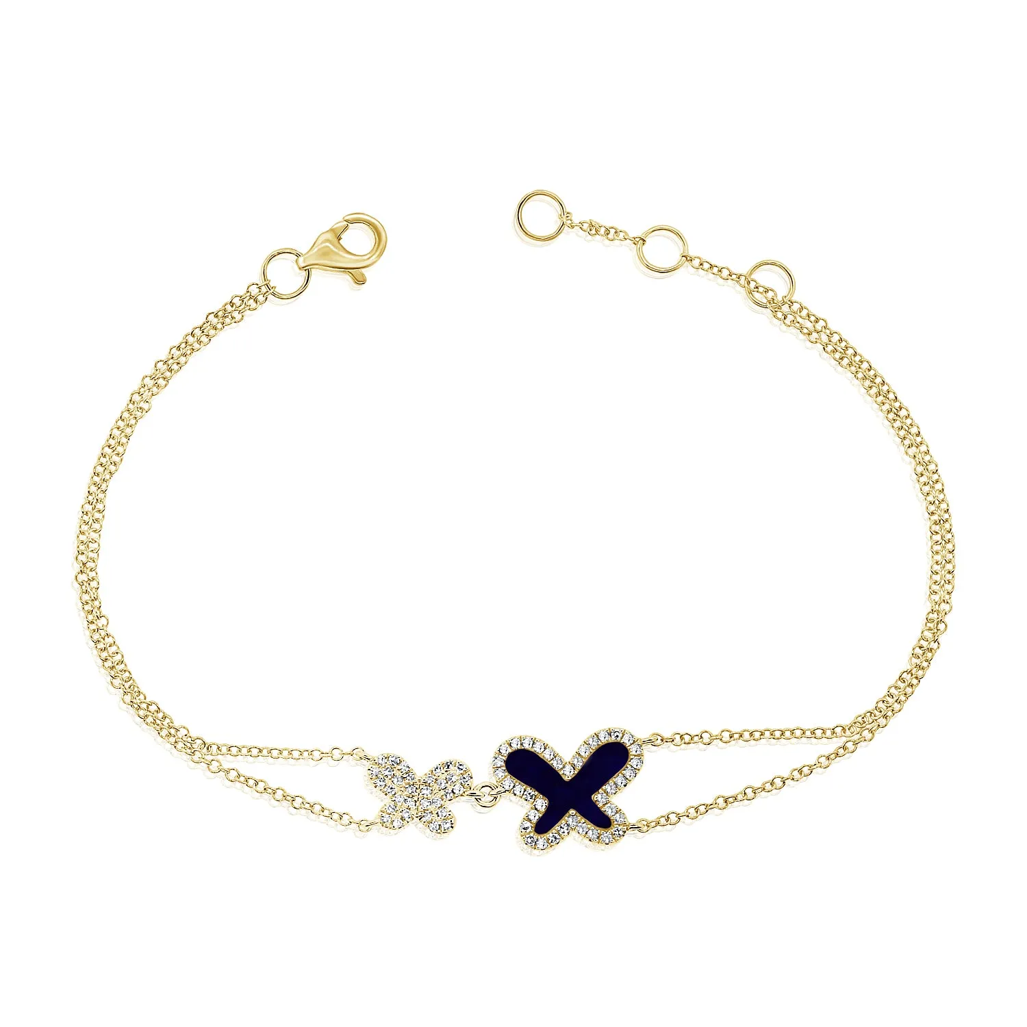 14k Gold & Diamond Lapis Butterfly Bracelet- 0.21ct.
