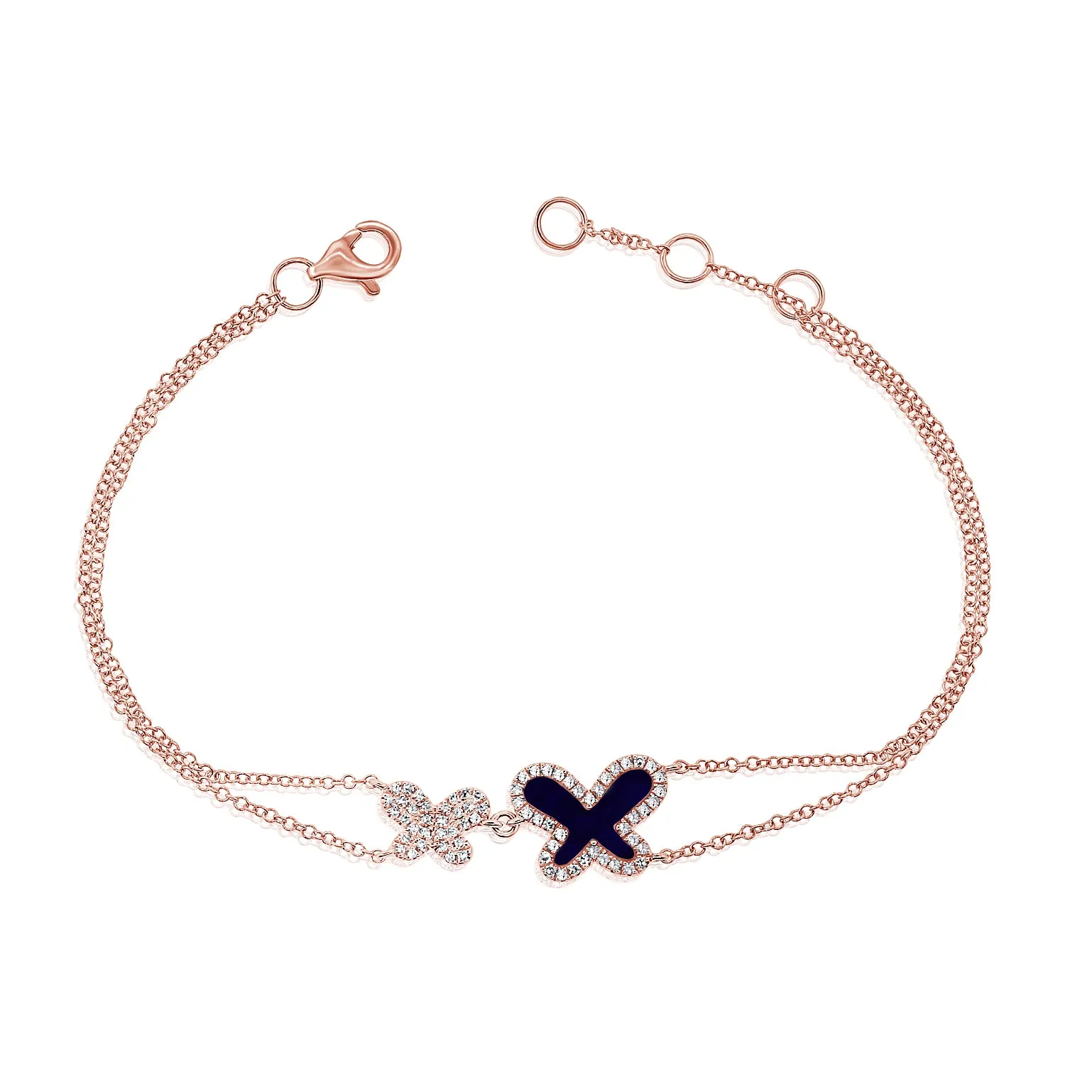 14k Gold & Diamond Lapis Butterfly Bracelet- 0.21ct.
