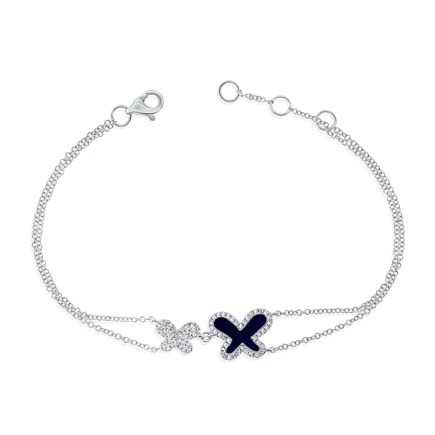 14k Gold & Diamond Lapis Butterfly Bracelet- 0.21ct.