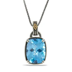 14K Gold And 925 Sterling Silver Pendant In Blue Topaz (145NP8406TBT)