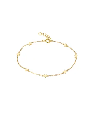 14k Gold Heart Charm Anklet