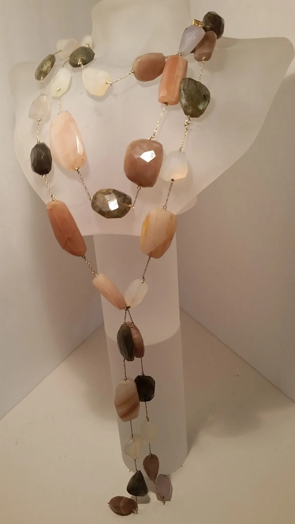 14K Multi Moonstone Necklace