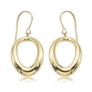 14k Small Oval Dangle Drop Earrings