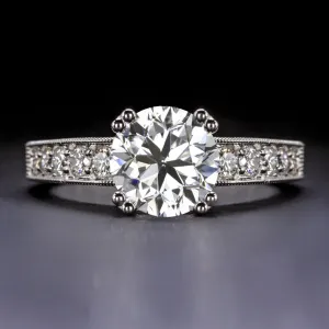 1.5ct GIA CERTIFIED G SI1 DIAMOND ENGAGEMENT RING VINTAGE STYLE ENGRAVED NATURAL