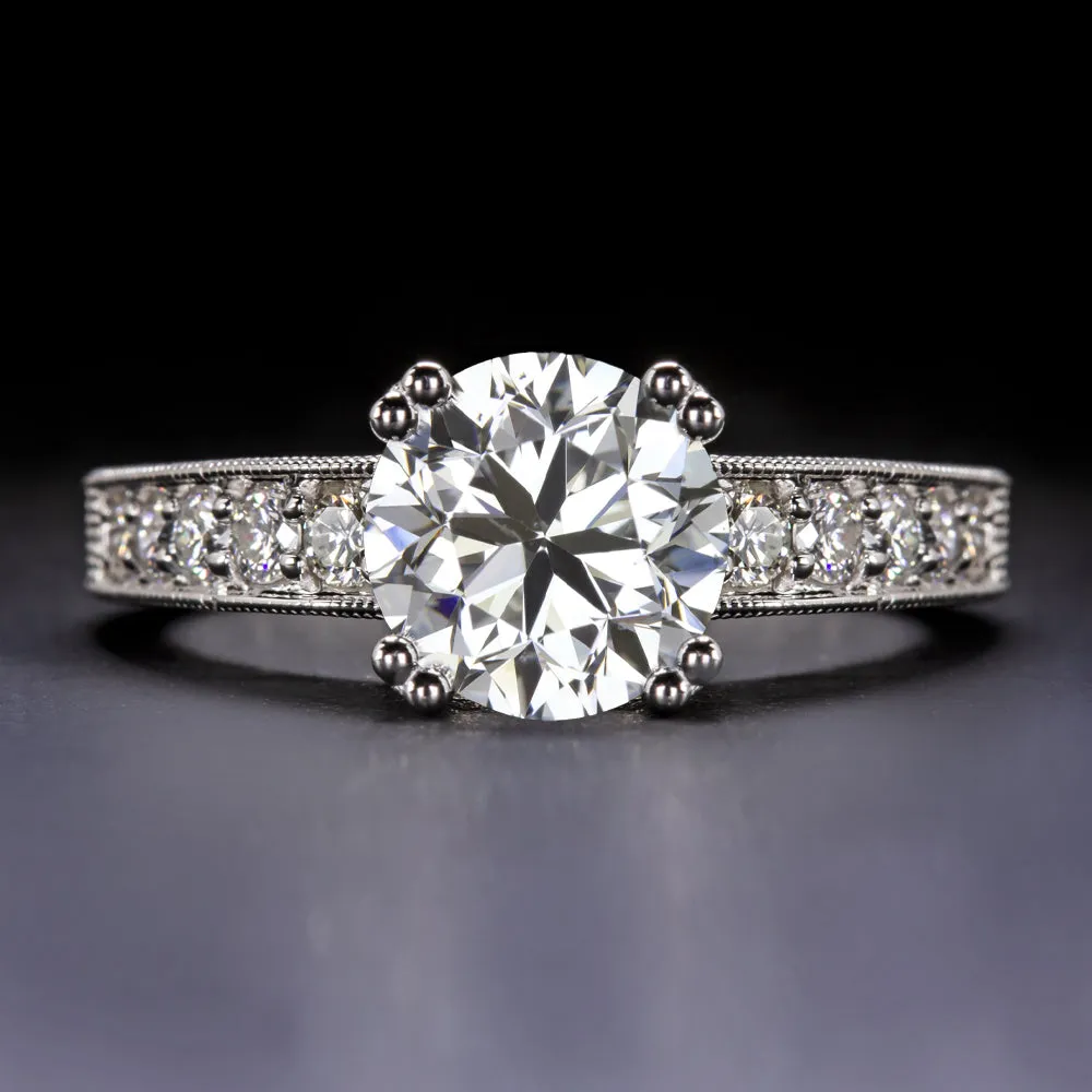 1.5ct GIA CERTIFIED G SI1 DIAMOND ENGAGEMENT RING VINTAGE STYLE ENGRAVED NATURAL