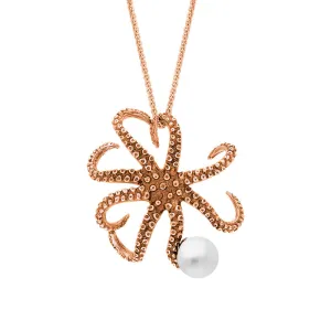 18ct Rose Gold Freshwater Pearl Bead Octopus Necklace