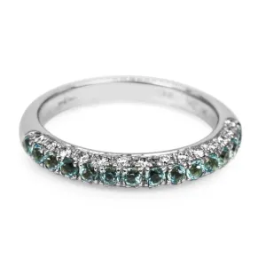 18ct White Gold Diamond & Blue Topaz Eternity Ring
