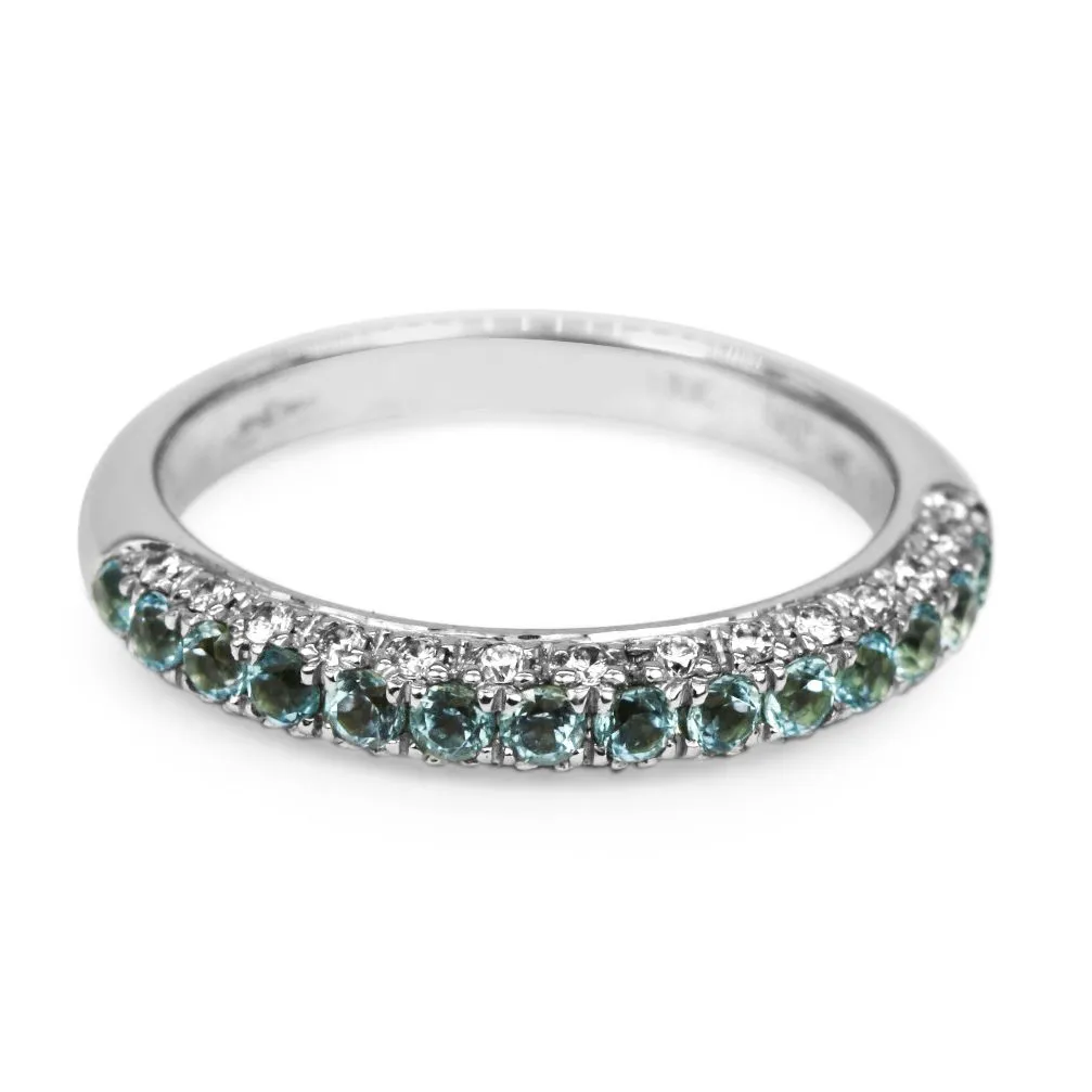 18ct White Gold Diamond & Blue Topaz Eternity Ring
