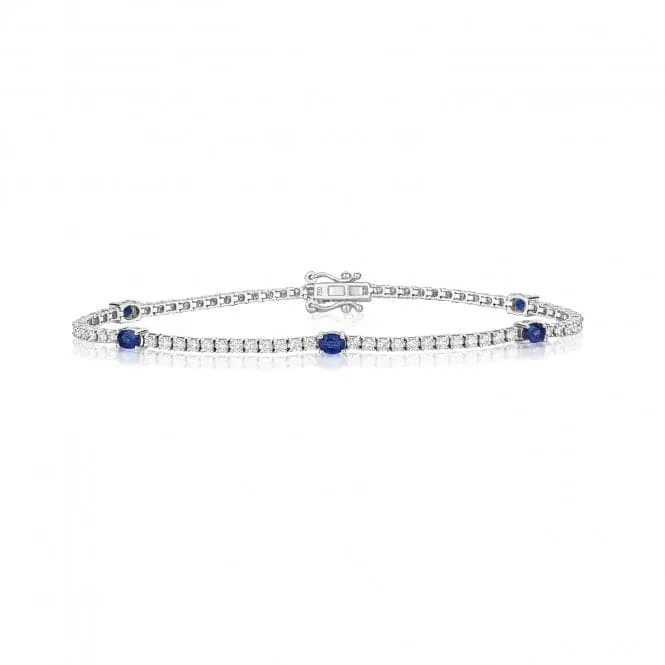 18ct White Gold Diamond And Sapphire Bracelet BDQ202WS