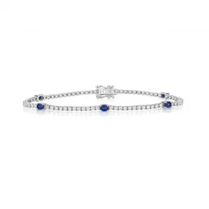 18ct White Gold Diamond And Sapphire Bracelet BDQ202WS
