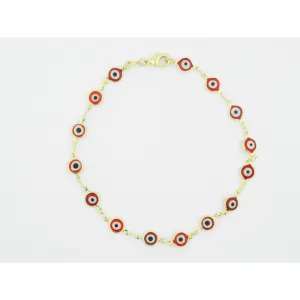 18k Gold Fill Red Evil Eye Anklet