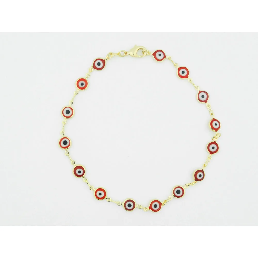 18k Gold Fill Red Evil Eye Anklet