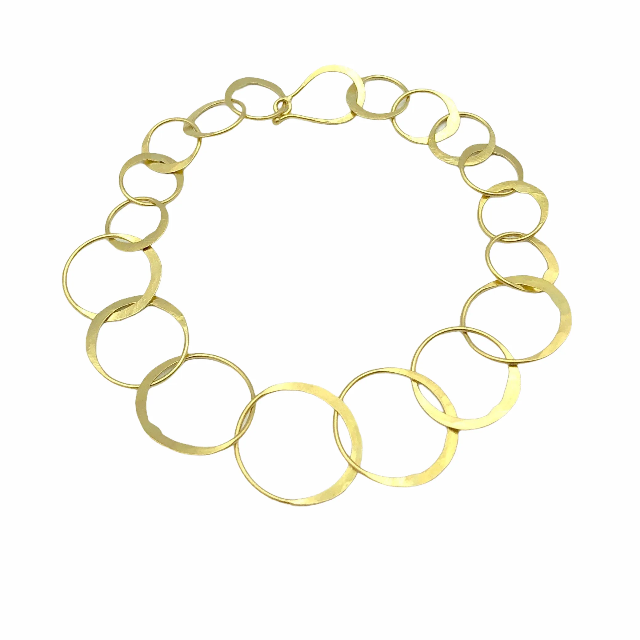 18k Gold Link Bracelet Hand-forged 7"