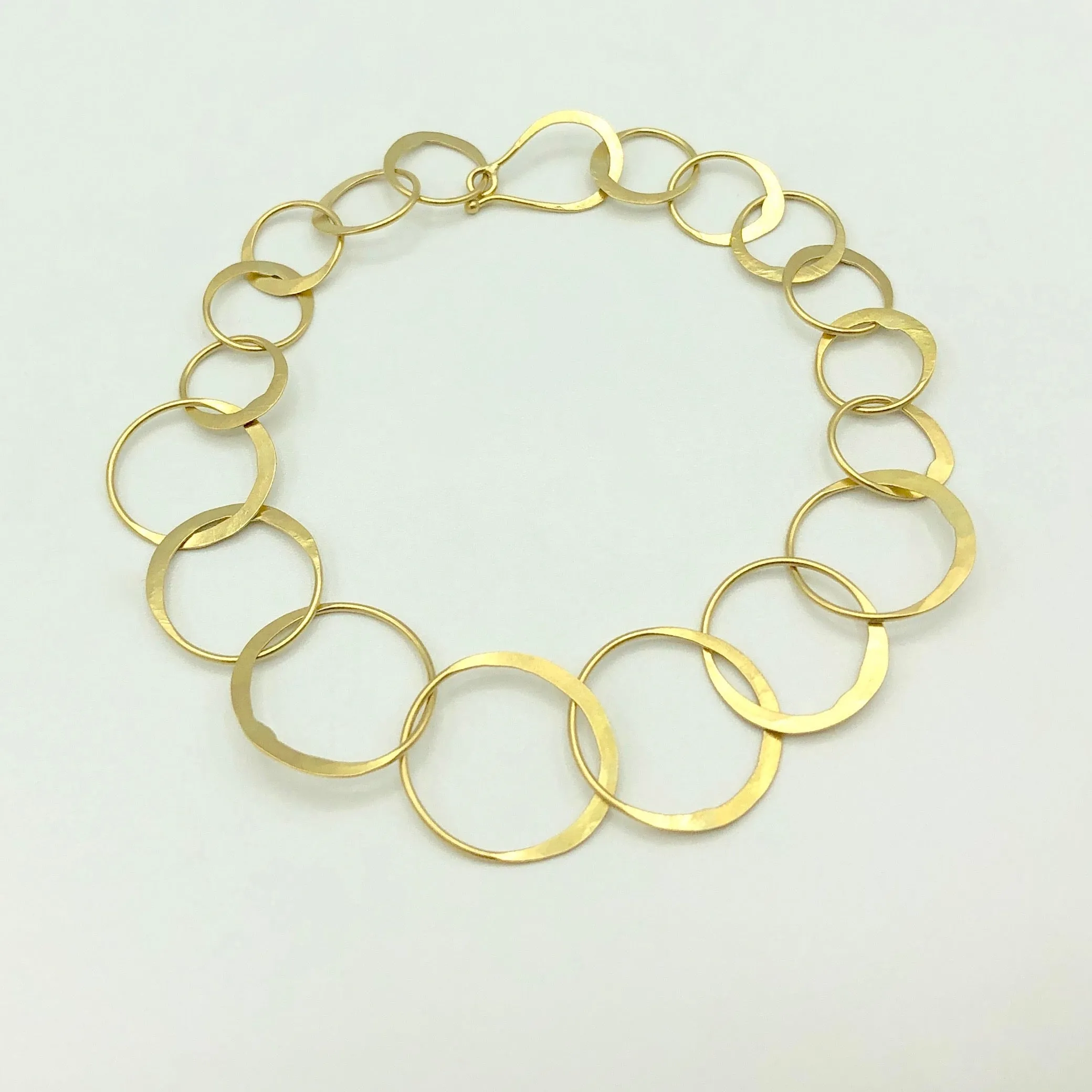 18k Gold Link Bracelet Hand-forged 7"