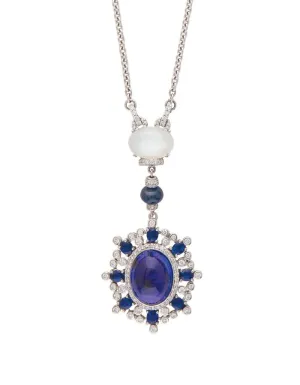 18k White Gold, Tanzanite and Moonstone Pendant Necklace