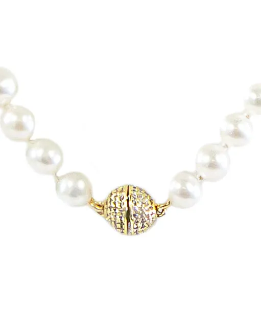 18" Long White Freshwater Pearl Strand with Gold Clasp