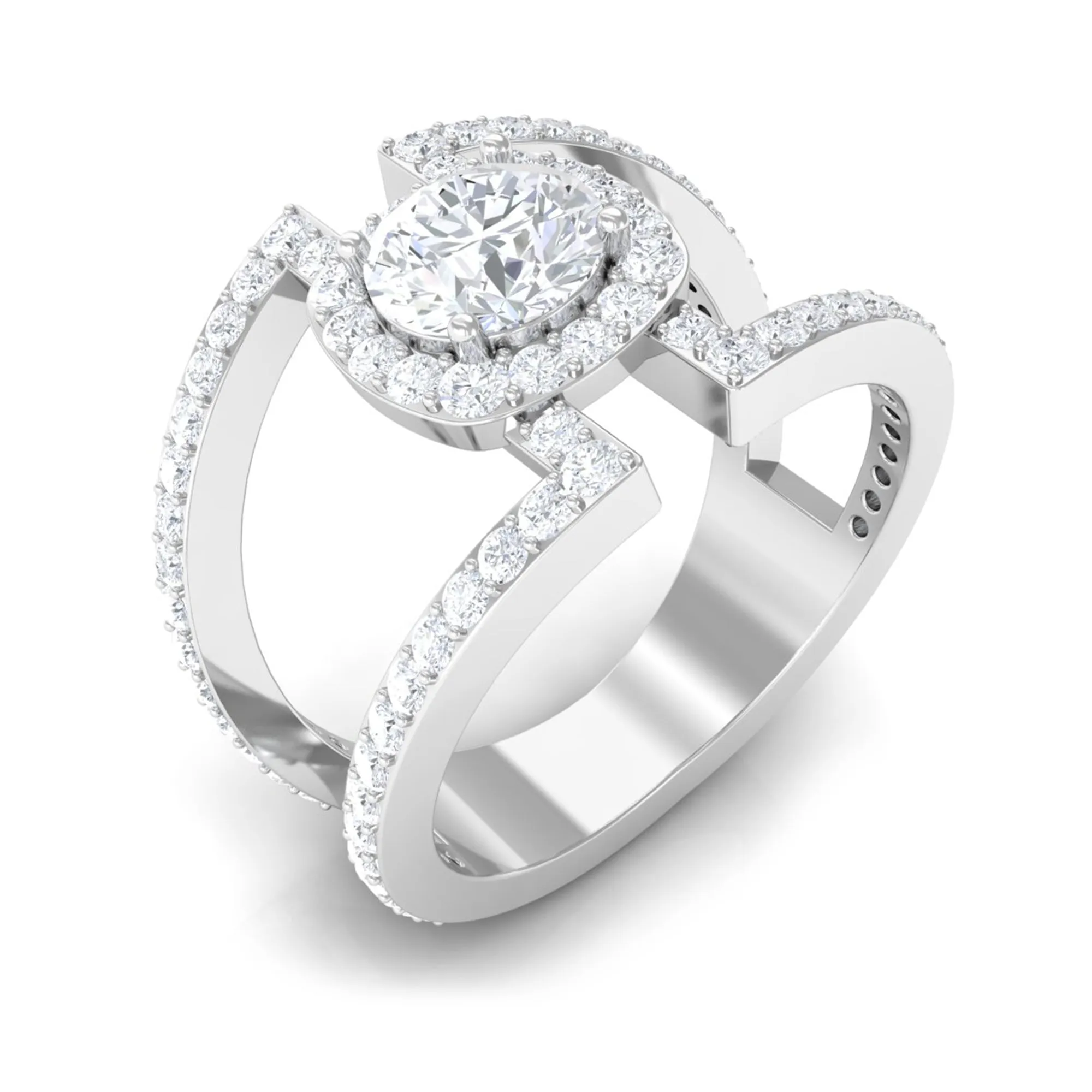 2 CT Moissanite Designer Double Band Ring in Gold
