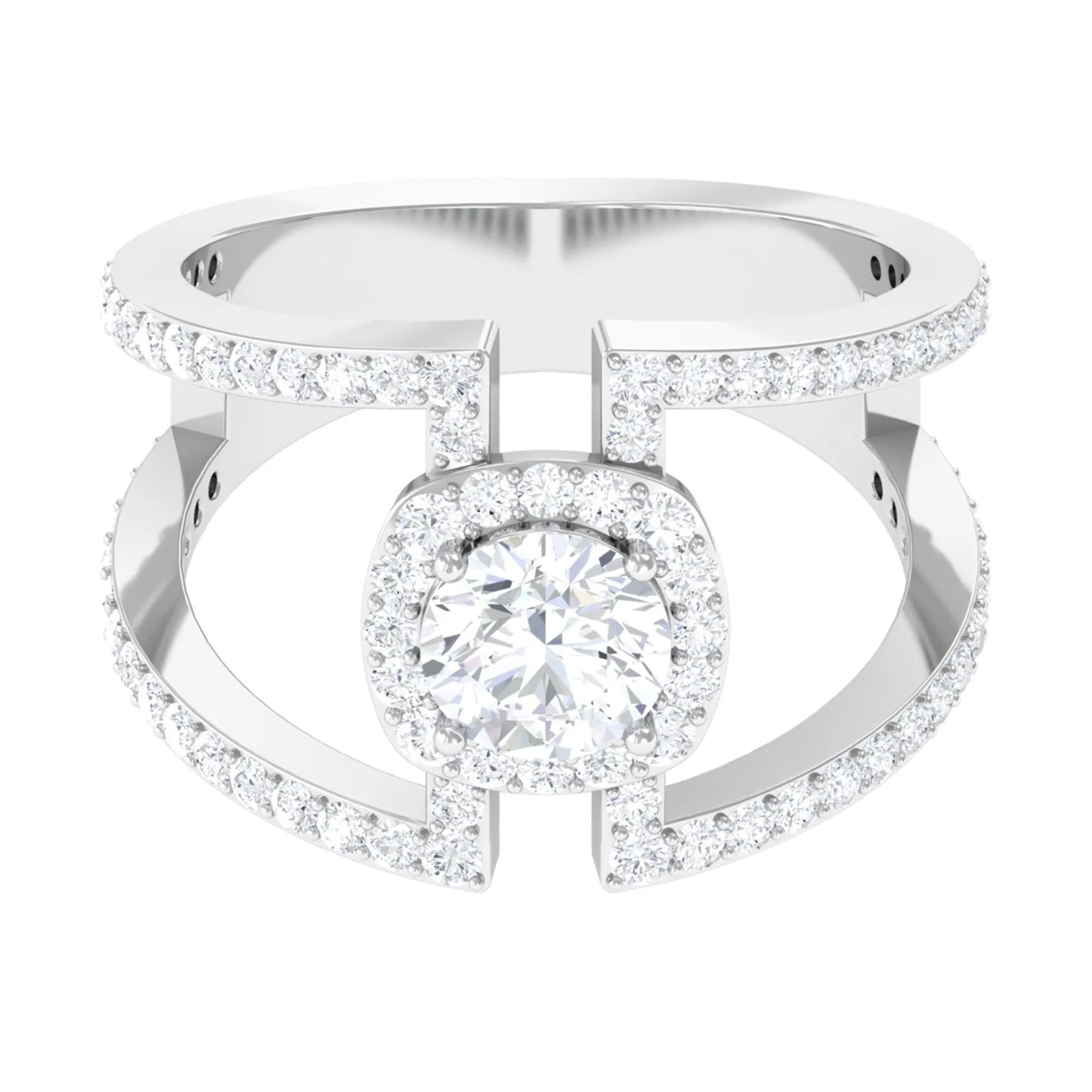 2 CT Moissanite Designer Double Band Ring in Gold