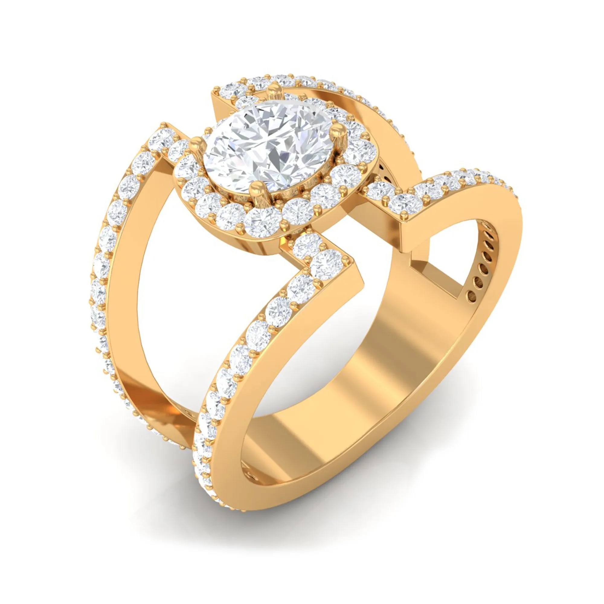 2 CT Moissanite Designer Double Band Ring in Gold
