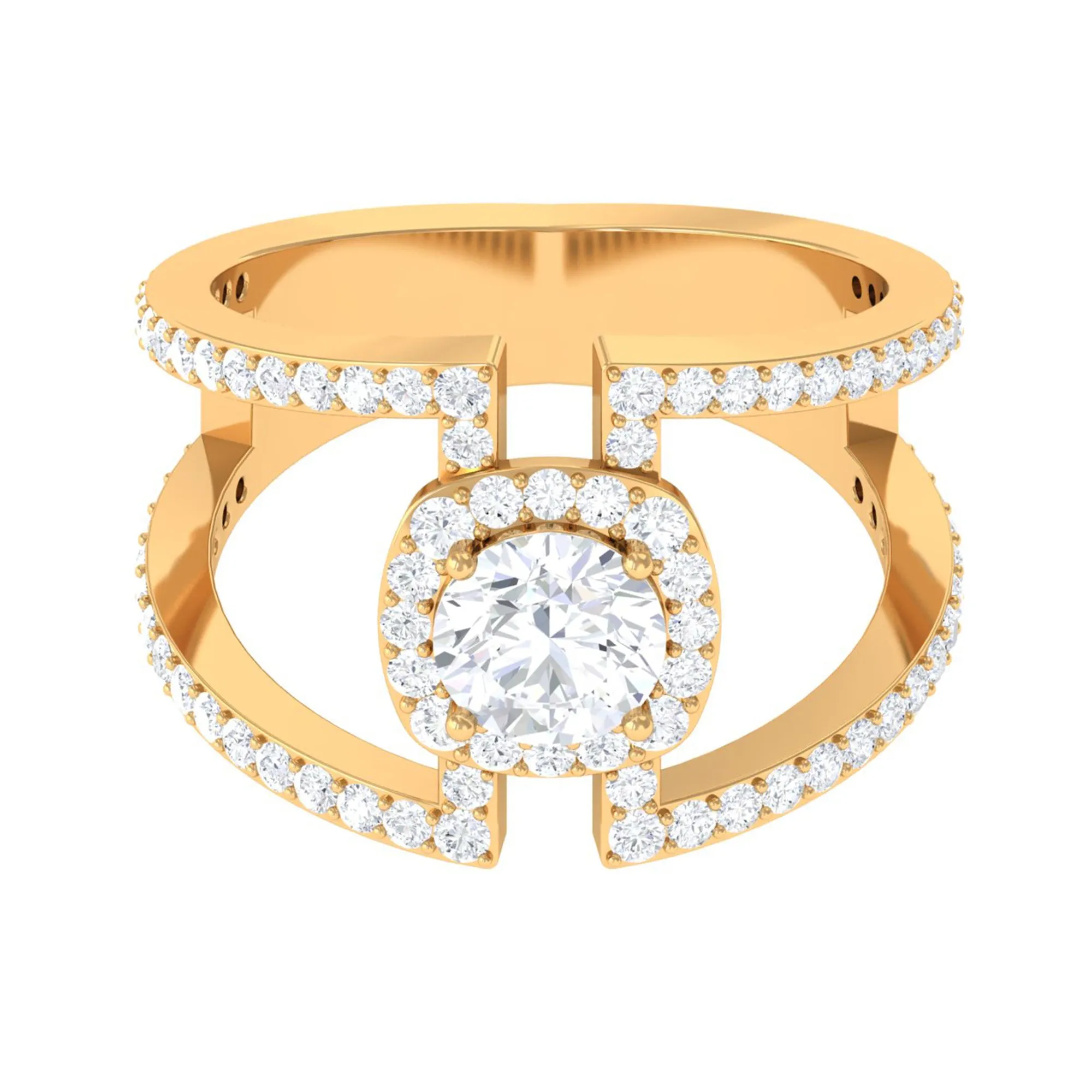 2 CT Moissanite Designer Double Band Ring in Gold
