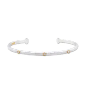 24K Gold & Sterling Silver "Baby Stockholm" Oval Open Bracelet with Diamonds