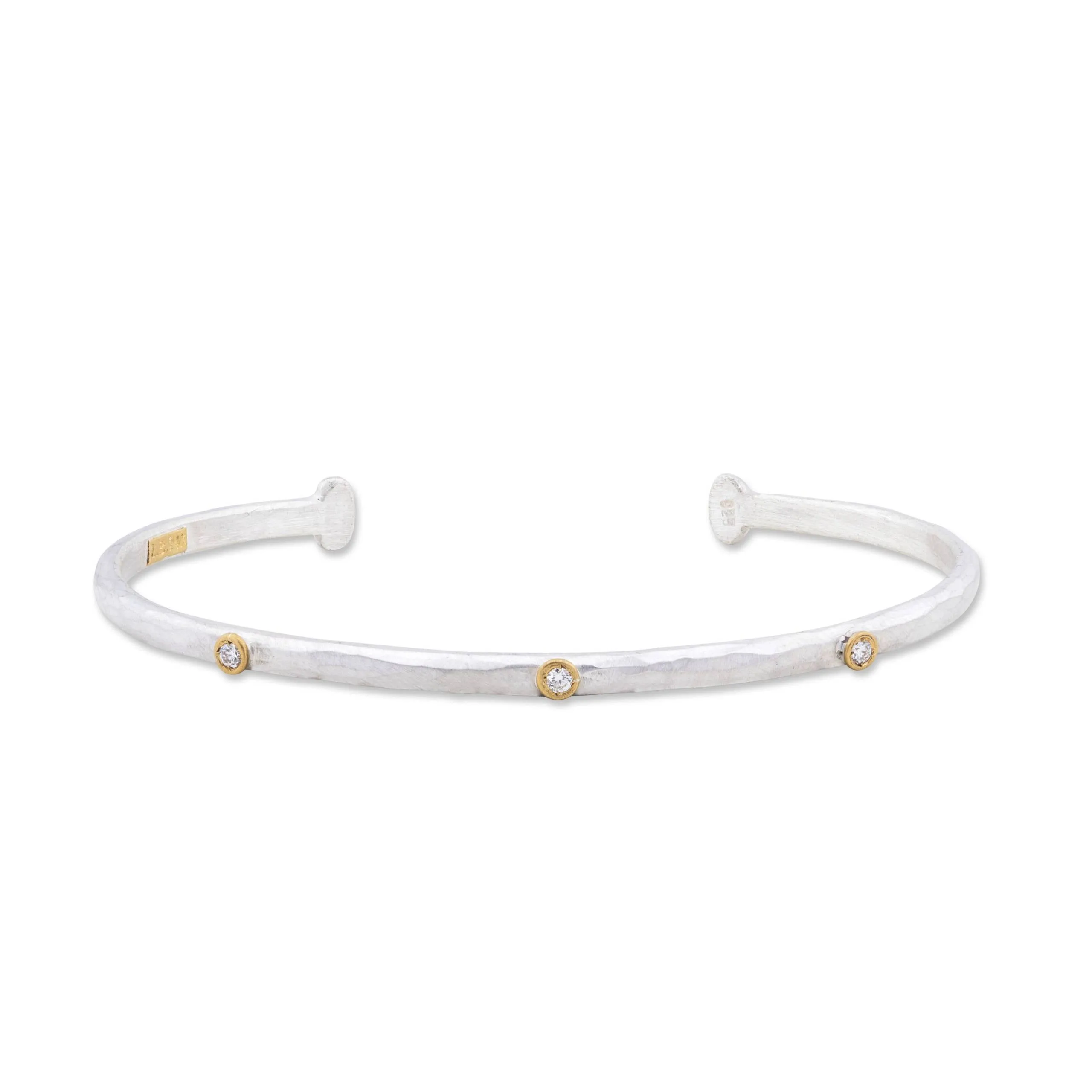 24K Gold & Sterling Silver "Baby Stockholm" Oval Open Bracelet with Diamonds