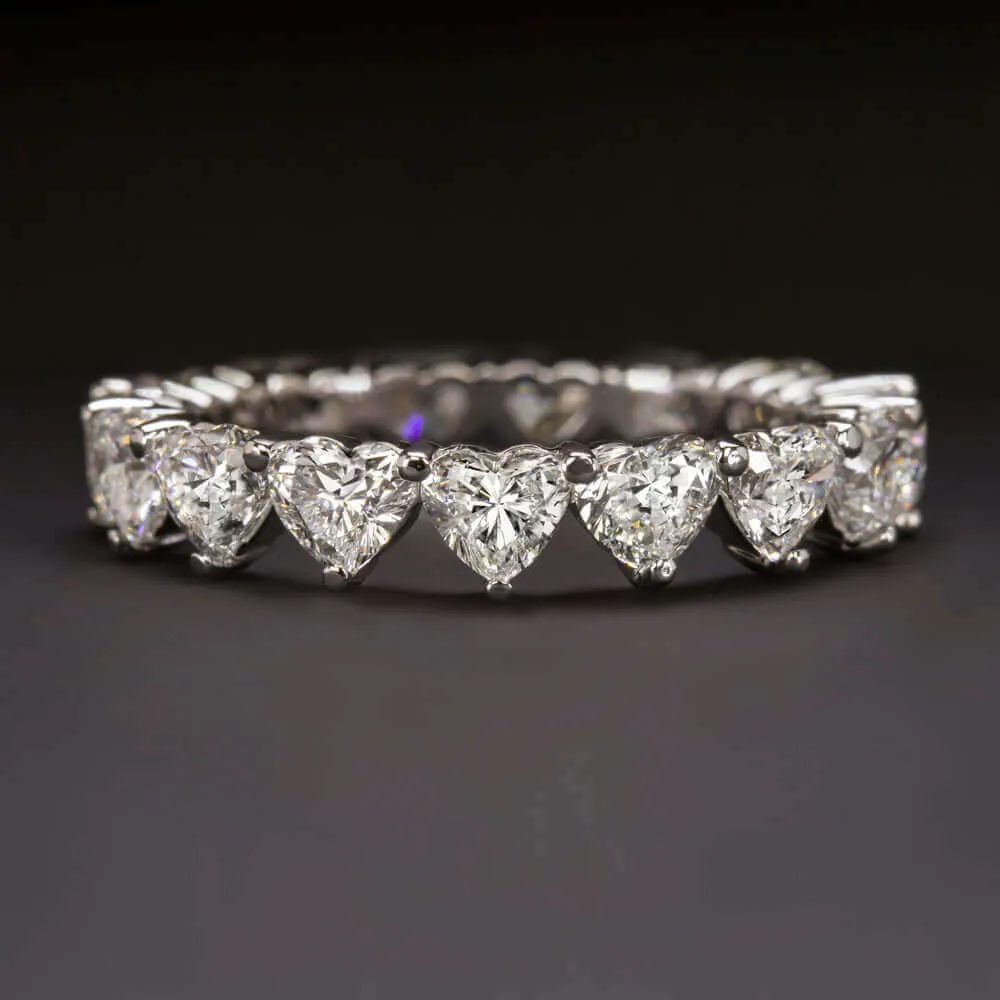 3 CARAT HEART SHAPE DIAMOND WEDDING BAND ETERNITY RING WHITE GOLD STACKING 3ct