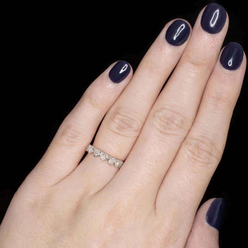 3 CARAT HEART SHAPE DIAMOND WEDDING BAND ETERNITY RING WHITE GOLD STACKING 3ct