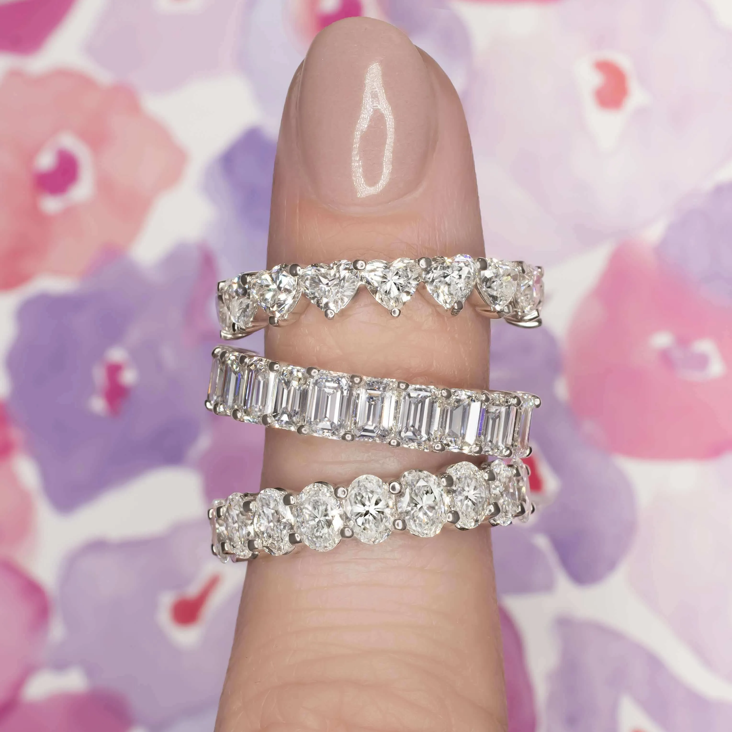 3 CARAT HEART SHAPE DIAMOND WEDDING BAND ETERNITY RING WHITE GOLD STACKING 3ct