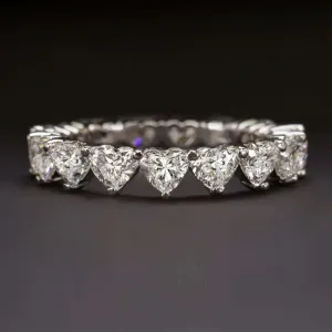 3 CARAT HEART SHAPE DIAMOND WEDDING BAND ETERNITY RING WHITE GOLD STACKING 3ct