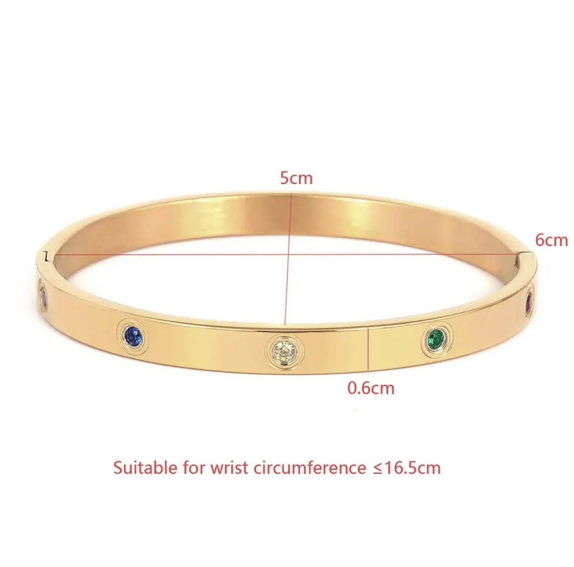 3 mm Stone Multicolor CZ Bangle Bracelet- Gold and Silver