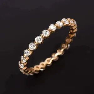 3/4 CARAT 2mm DIAMOND ETERNITY WEDDING BAND RING SINGLE SHARED PRONG ROSE GOLD