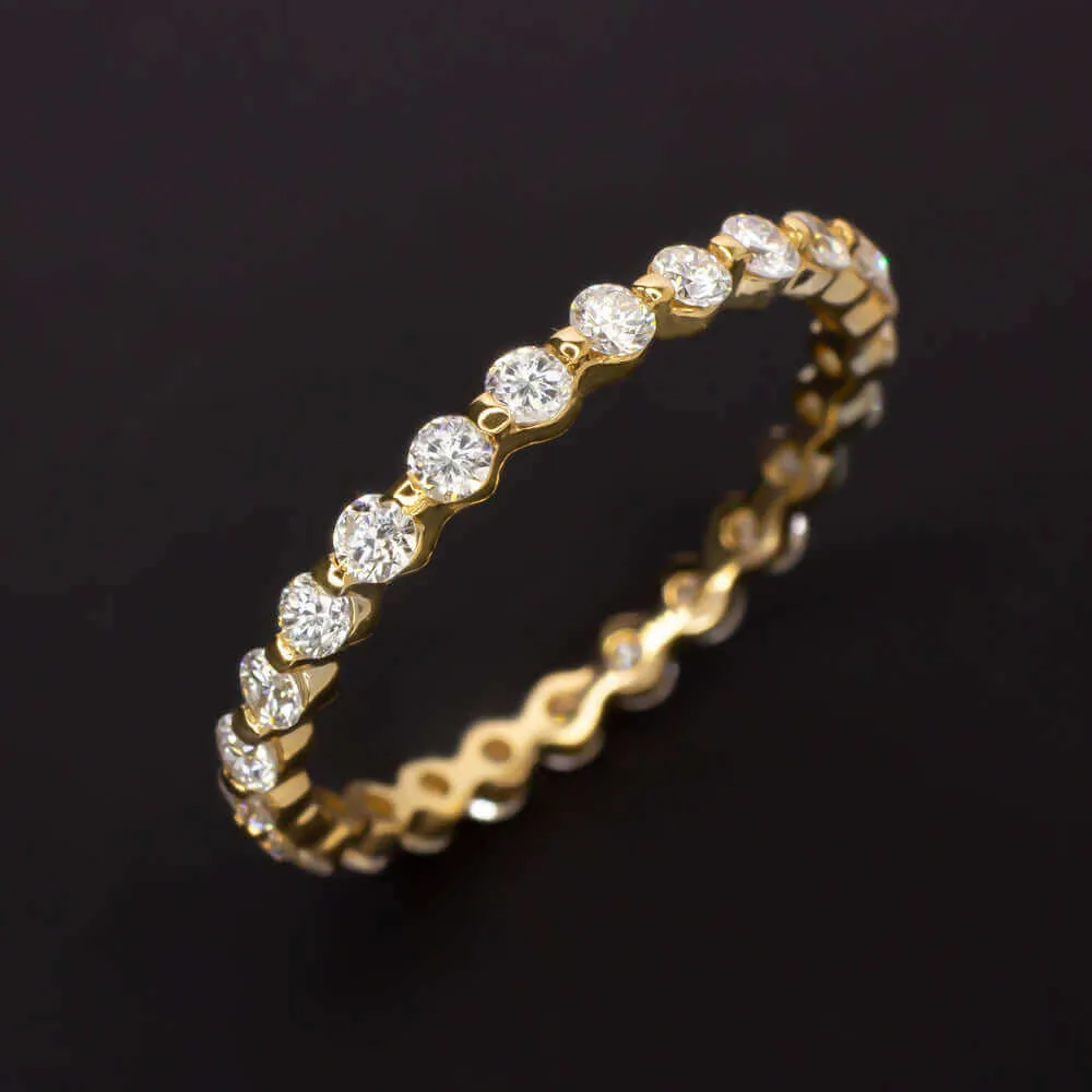 3/4 CARAT 2mm DIAMOND ETERNITY WEDDING BAND RING SINGLE SHARED PRONG ROSE GOLD