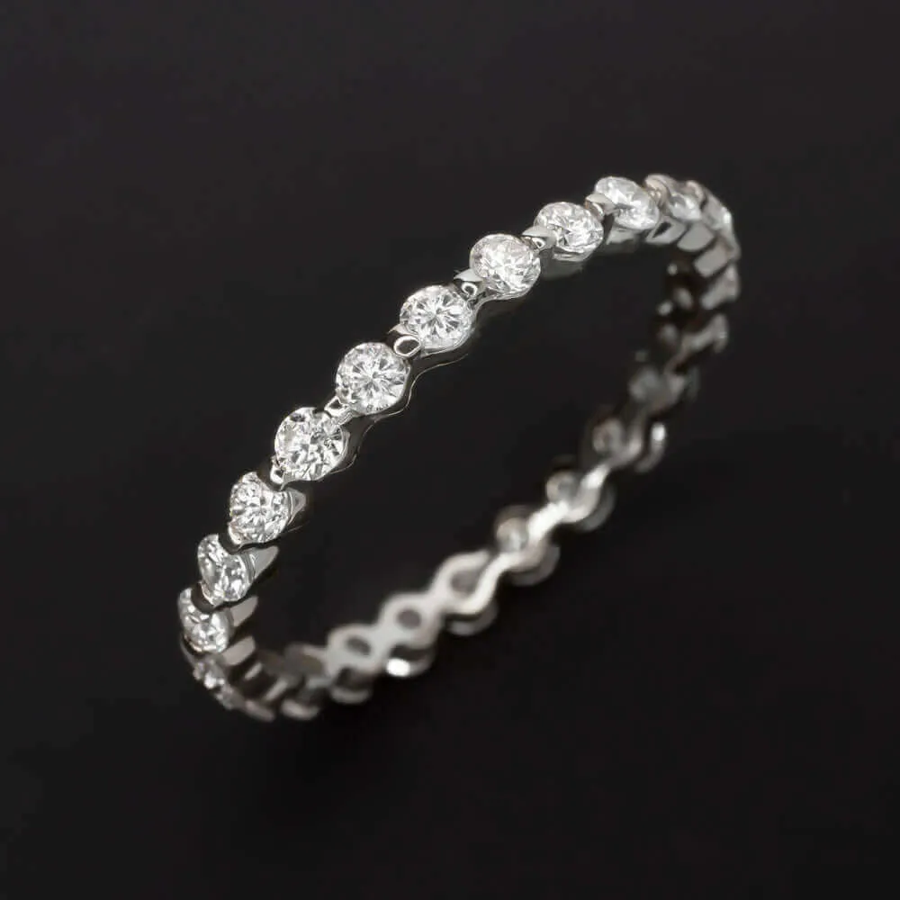 3/4 CARAT 2mm DIAMOND ETERNITY WEDDING BAND RING SINGLE SHARED PRONG ROSE GOLD